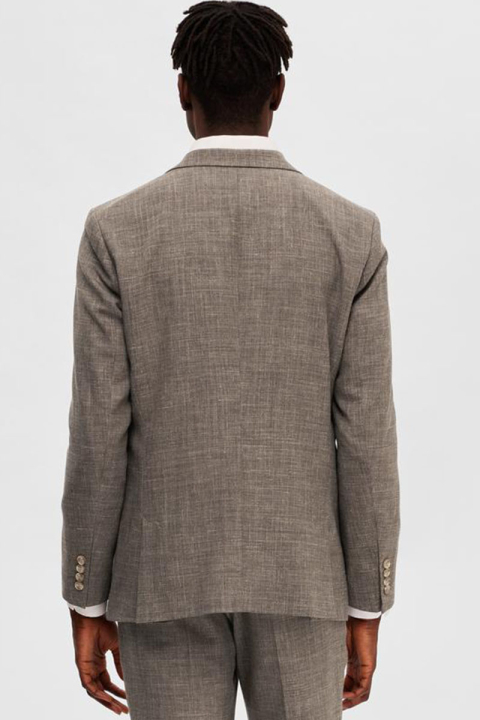 Selected SLIM OASIS LINEN BLAZER Dark Sand Melange