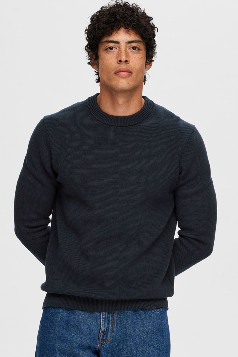 Selected Dane LS Structure Knit Crew Neck Sky Captain