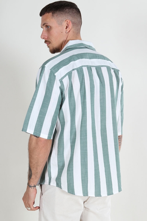 ONLY & SONS Tes Relax Slub Stripe SS Shirt Dark Forest