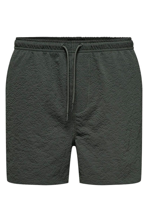 ONLY & SONS Ted Seersucker Swim Shorts Black