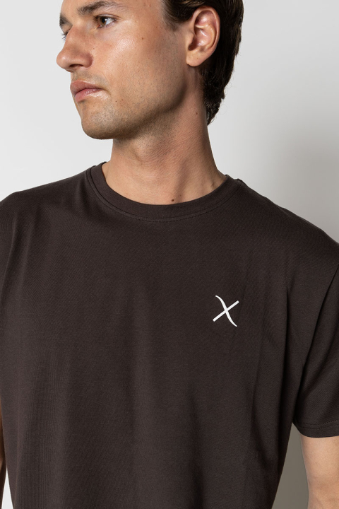 Clean Cut Copenhagen Cross Logo Organic Tee Dark Brown