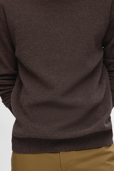 Selected Ross Knit Structure Crew Neck Chocolate Torte