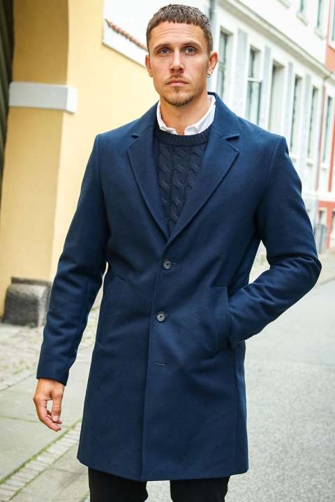 Jack & Jones Harrison Wool Coat Navy Blazer