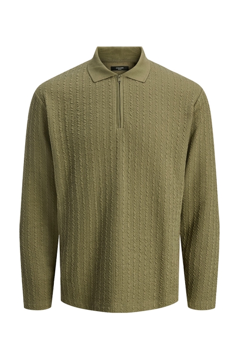 Jack & Jones Laethan LS Zip Polo  Dusky Green