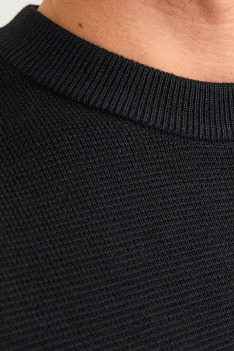 Jack & Jones Milano Stitch Knit Crew Neck Black Beauty