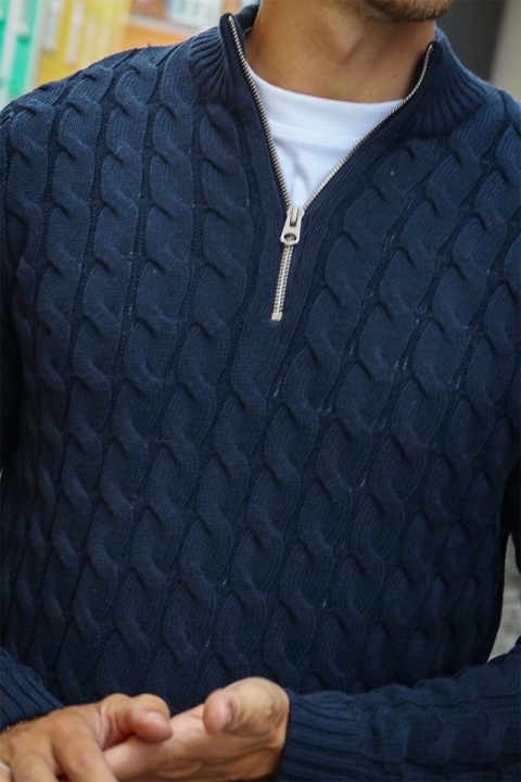 ONLY & SONS Kicker Cable Knit Half Zip Dark Navy