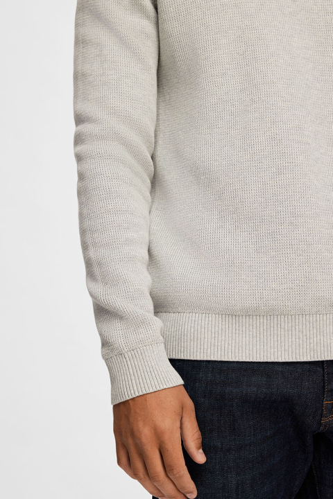 Selected Dane LS Structure Knit Crew Neck Light Grey Melange