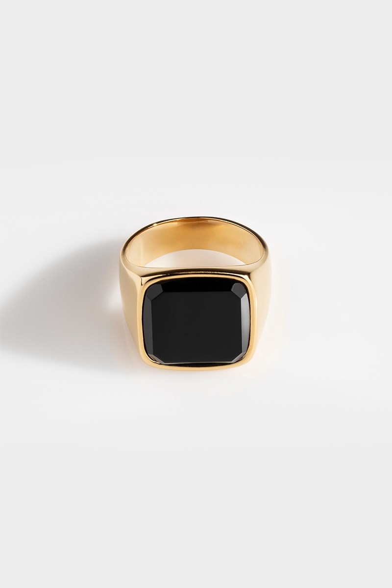 Lilla det er nytteløst James Dyson Northern Legacy Oversize Black Onyx Ring Gold