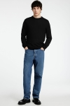 Selected Tray LS Merino Knit Crew Neck Black