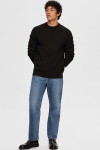 Selected Dane LS Structure Knit Crew Neck Black