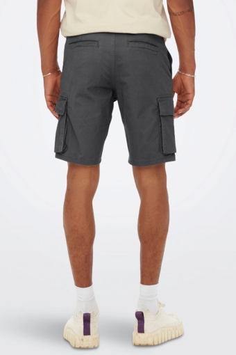 Cam Stage Cargo Shorts Grey Pinstripe