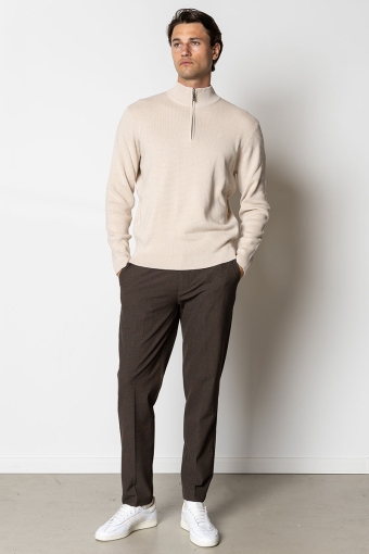 Oscar half-zip knit Ecru Melange