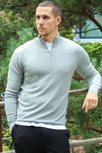 FRANKIE HALF ZIP KNIT Light Grey