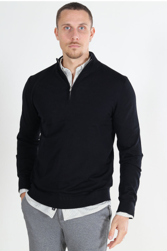 Tray LS Merino Knit Half Zip Black