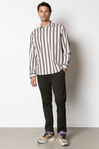 Willum shirt Ecru/Dark Plum Stripe