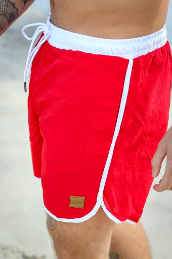 Retro Badeshorts Firered/White