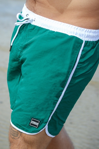 Retro Badeshorts White/Green