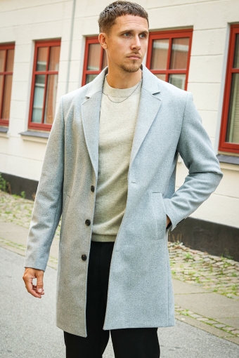 Harrison Wool Coat Light Grey Melange